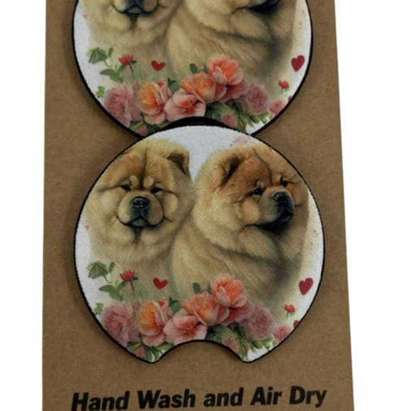 Car Coasters Chow Chow Dog Life Roses Set of 2 Neoprene Absorbent Sassy Hippo - Picture 8 of 9